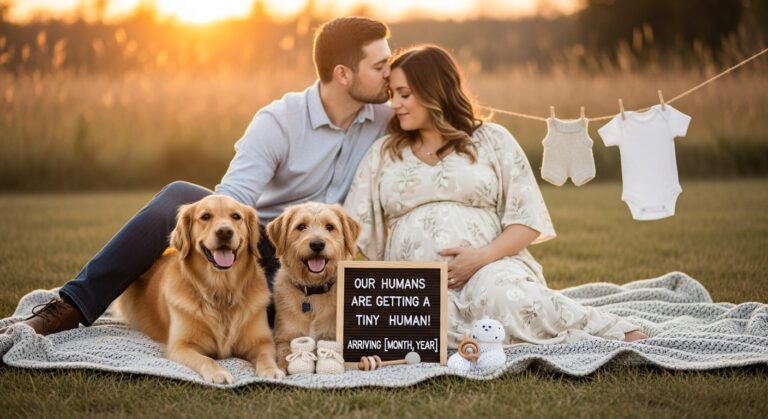 Baby Announcement Photoshoot with Dogs
