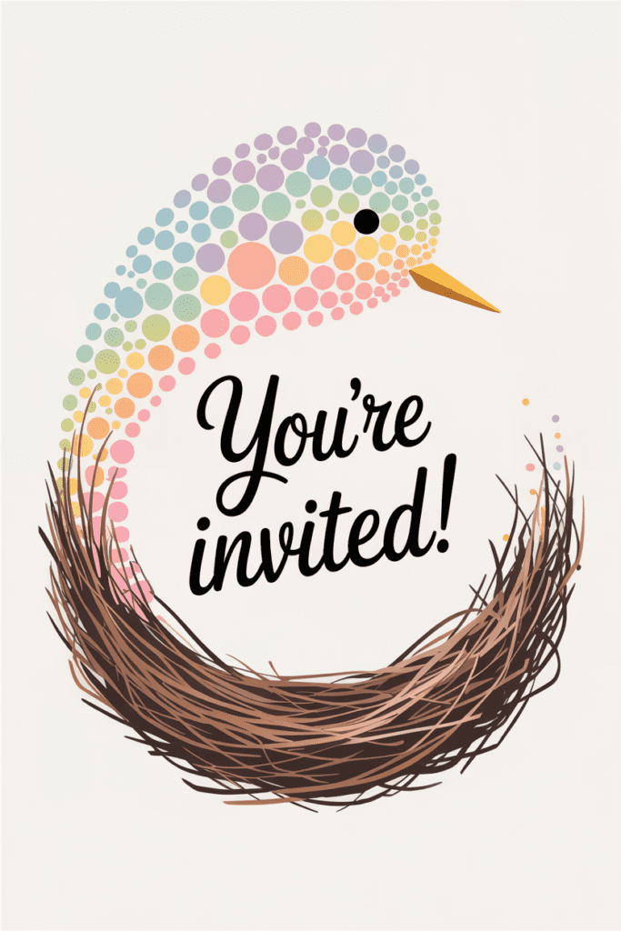 Pastel Rainbow Dot Nesting Invitations