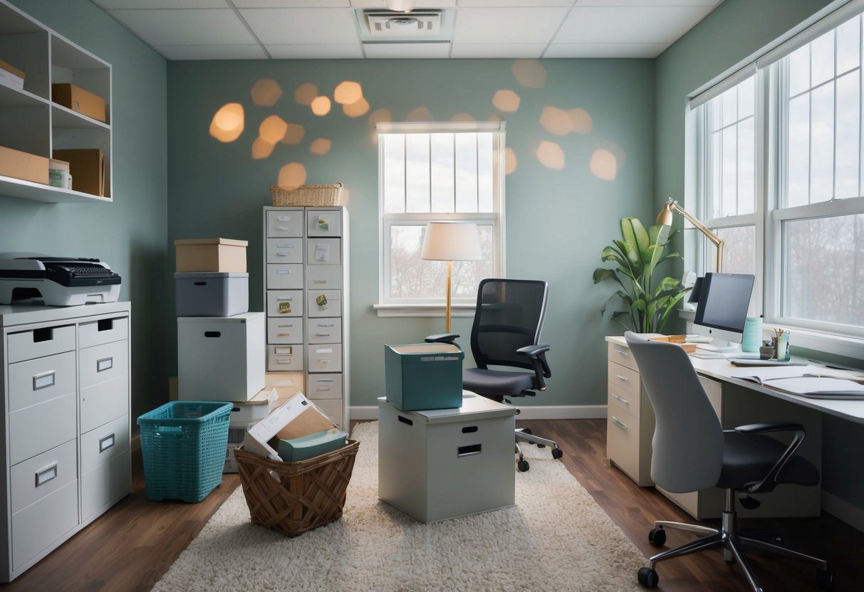 Office and storage items being removed from nursery for nesting party
