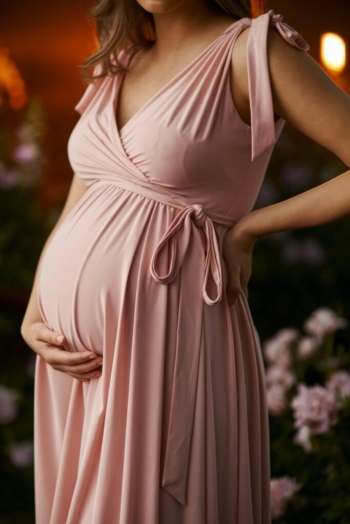 Tie-Shoulder Wrap Gender Reveal Dress