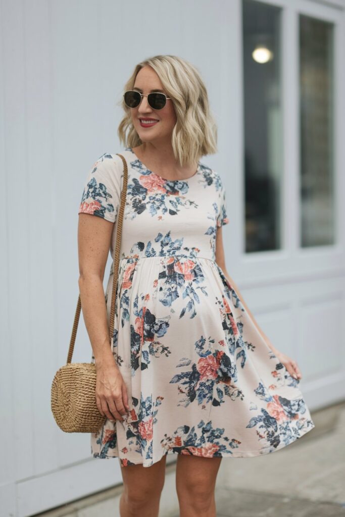 Floral Print Babydoll Dress