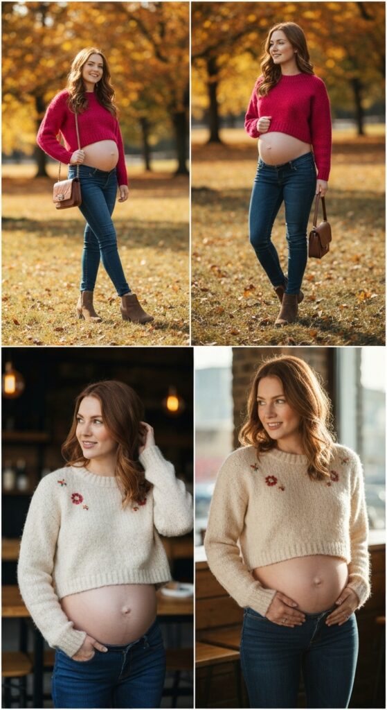 Bump-Baring Crop Sweaters