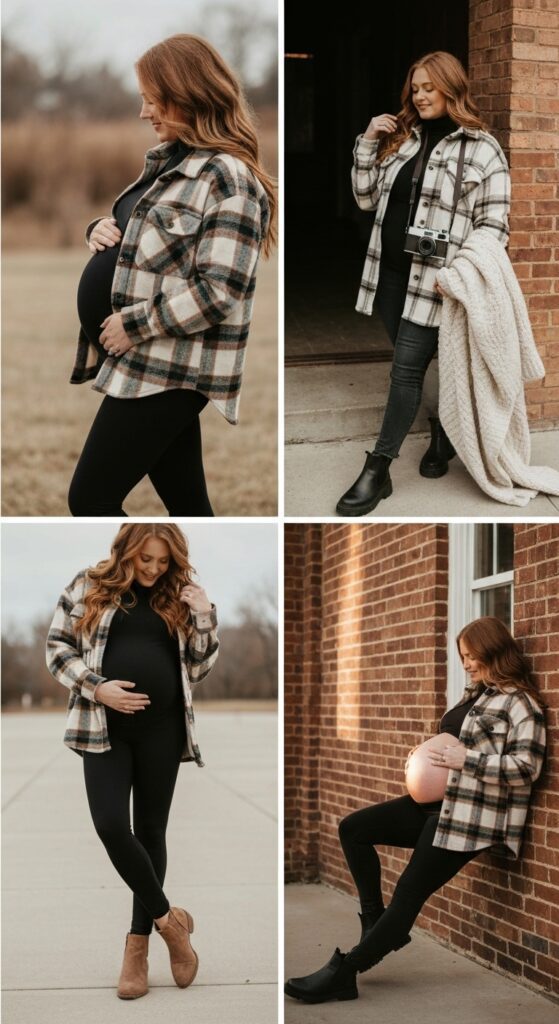 Plaid Shackets + Leggings Combo