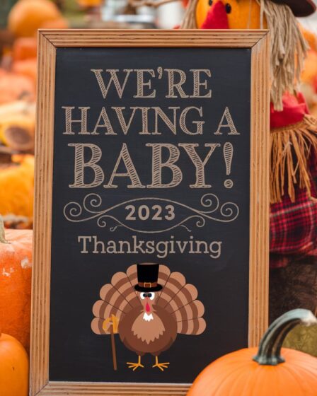 Thanksgiving Chalkboard Pregnancy Announcements