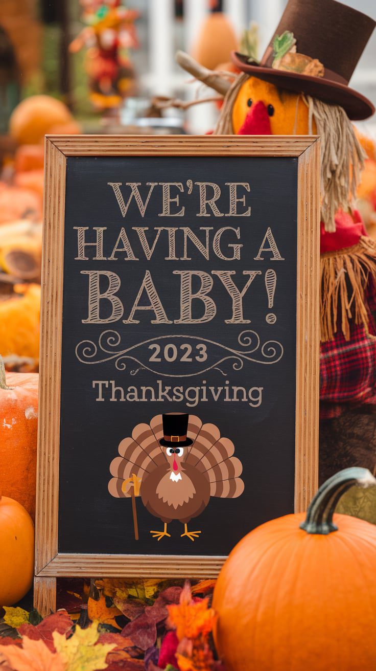 Thanksgiving Chalkboard Pregnancy Announcements