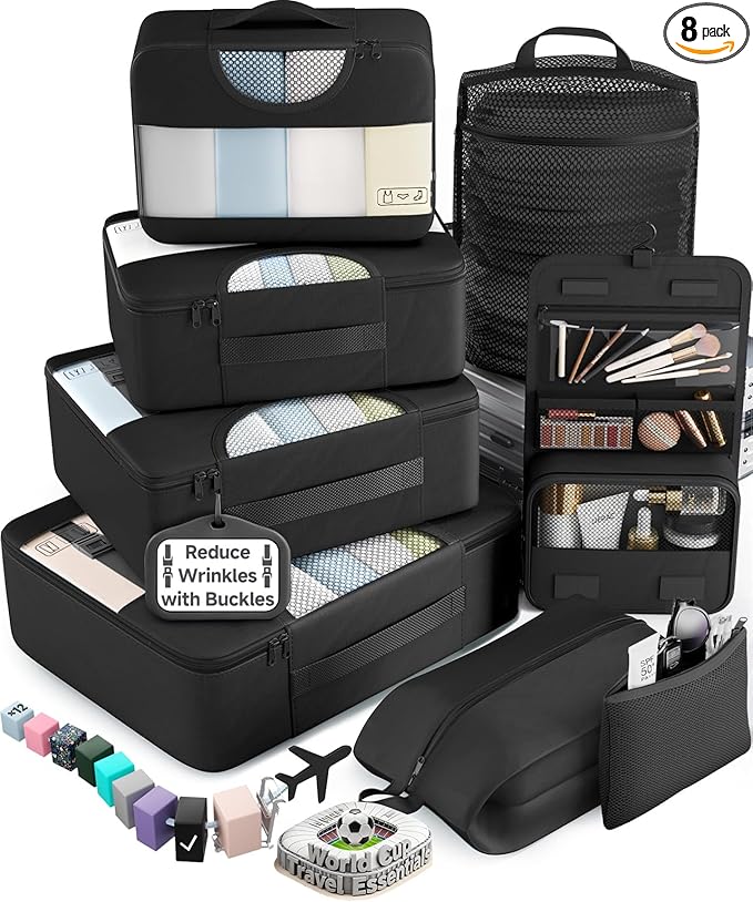 Veken 8 Set Packing Cubes Anti-Wrinkle Suitcase Organizer